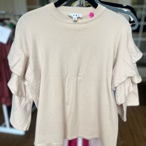 Elegant Cream Ruffle Sleeve Top